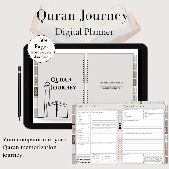 Quran Journey Planner | Quran Journal | Digital Muslim Planner | Memorizing Quran | Quran Tracker | Salah Tracker | Islam | PDF