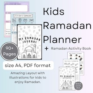 Ramadan Journal for Kids | Kids Ramadan Planner | Kids Activity book for Ramadan | Salah | Sawm | Stories of the Prophets | Lanterns DIY image 1