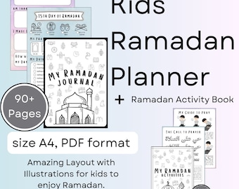 Ramadan Journal for Kids | Kids Ramadan Planner | Kids Activity book for Ramadan | Salah | Sawm | Stories of the Prophets | Lanterns DIY