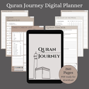 Quran Journey Journal | Quran Planner | Digital Muslim Planner | Allah | Quran Tracker | Salah Tracker | Islam | Undated | Printable PDF