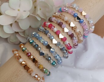 Herzarmband, Perlenarmband, Andenken, Erinnerung, Muttertag, Freundschaftsband, Freundschaft, Liebesbeweis, Facetten Armband, Glitzerarmband