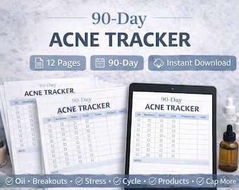 Registro imprimible de 90 días para el acné: brotes, grasa, estrés y ciclos (descarga en PDF)