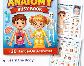 Human Anatomy Busy Book| 40 pages| Printable Body Parts Activities|Preschool Science Workbook|Anatomy Learning for kids