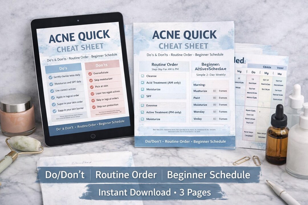 Good Acne Routine Visual Aid Acne Routine Cheat Sheet | Beginner Skincare Guide (PDF Download) - Etsy