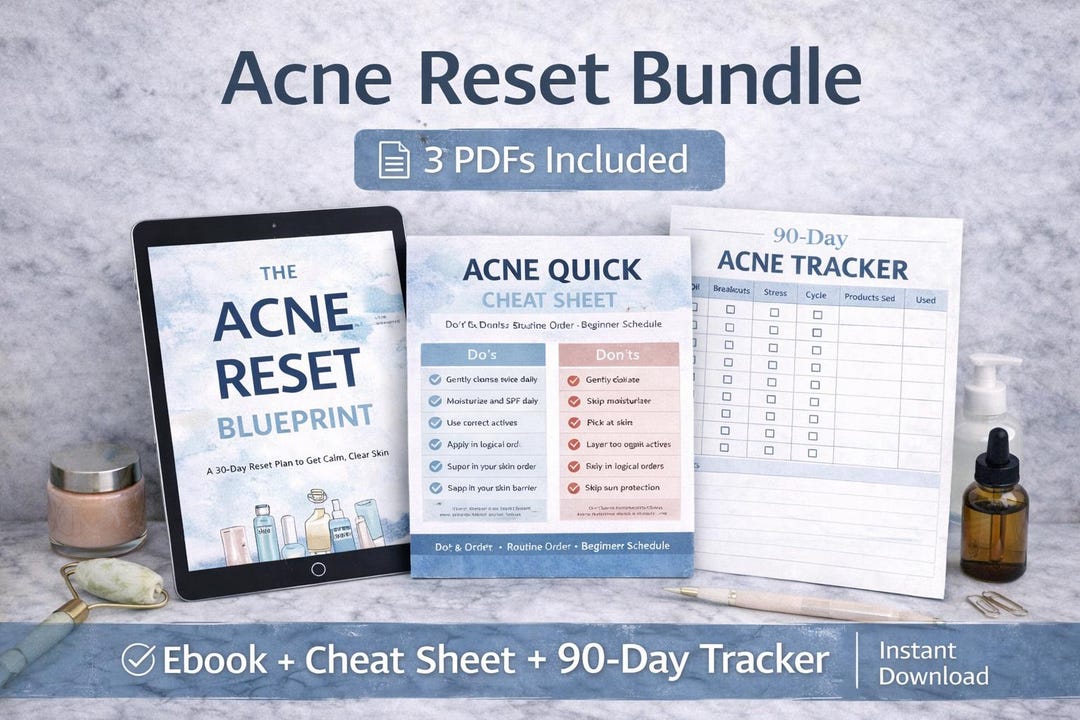 Good Acne Routine Visual Aid Acne Reset Bundle | Routine Builder, Cheat Sheet & Tracker (3 Pdfs) - Etsy