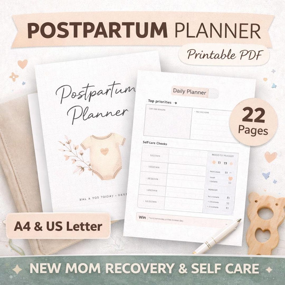 New Mom Postpartum Planner | Recovery & Self-care (A4/US Letter Digital ...