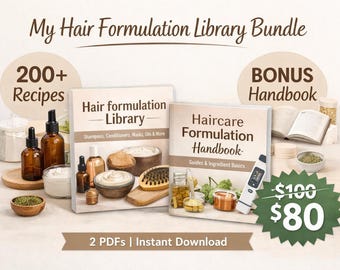 Biblioteca de recetas caseras para el cuidado del cabello / Más de 200 fórmulas + Manual de formulación (Descarga en PDF)
