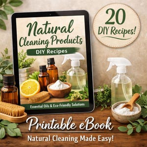 Naturliga rengöringsprodukter DIY-recept e-bok, eteriska oljor, miljövänlig (utskrivbar PDF)