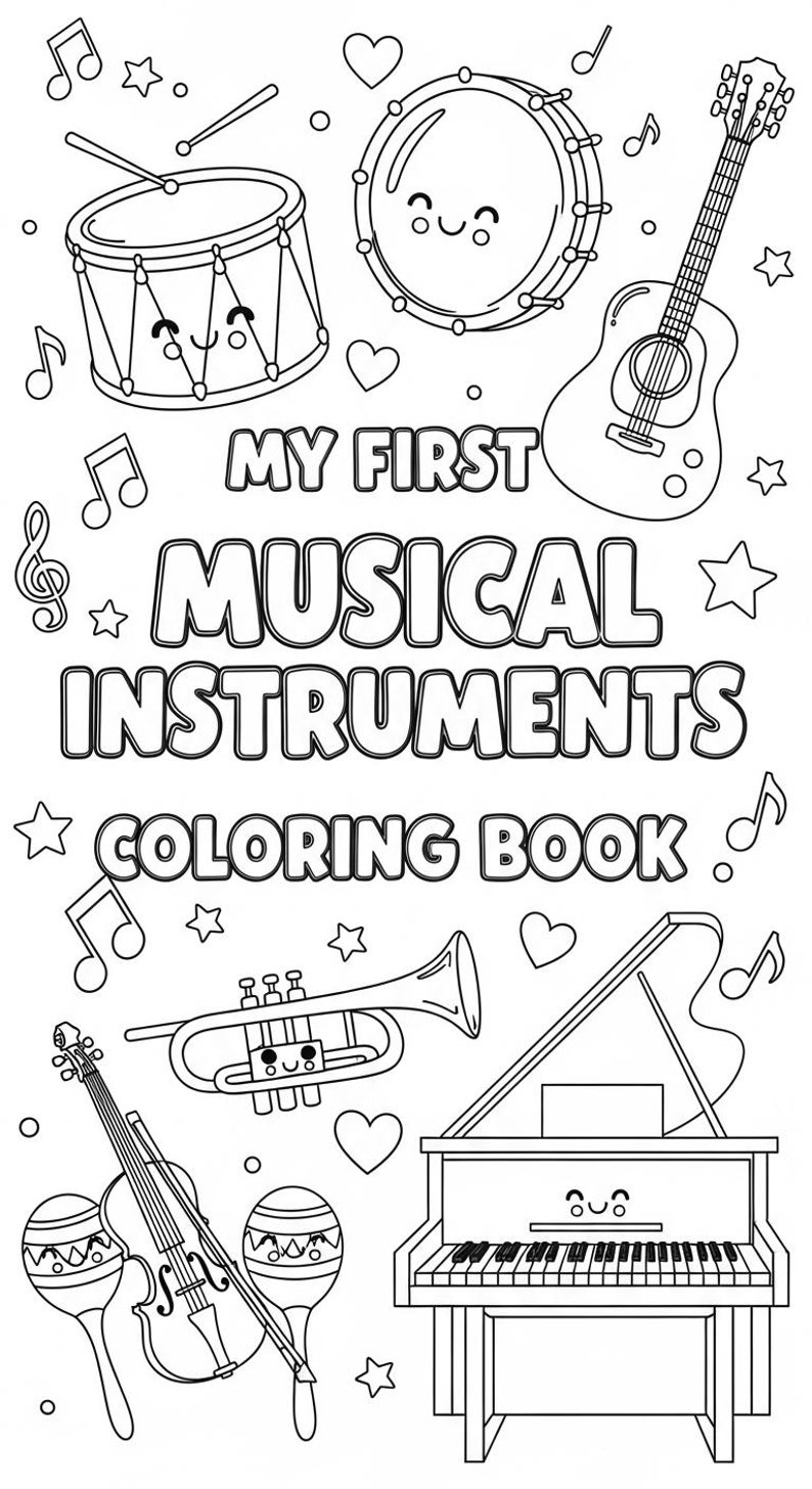My First Musical Instruments Coloring Book for Kids|fun Music -themed ...