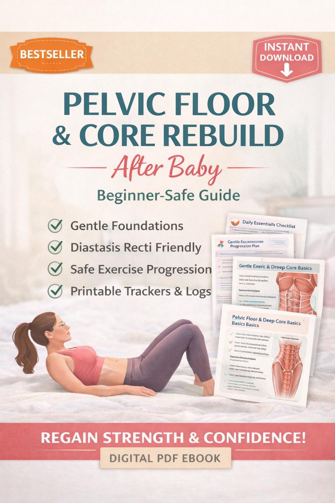 Pelvic Floor & Core Rebuild After Baby Pdf|beginner Safe Postpartum ...