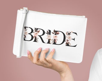 Personalized Bridal Clutch Bag - Custom Wedding Purse for Bride with Date, Elegant Bridal Handbag, Unique Gift for Her