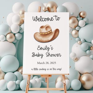 Cowboy Baby Shower Willkommensschild - Babyparty-Beschilderung mit Western-Thema, Cowboy-Hut-Baby-Party-Dekoration, Willkommens-Poster/Tafel
