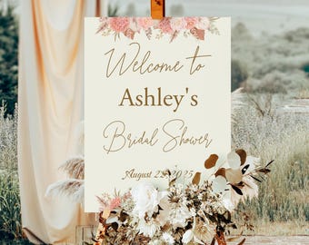 Floral Bridal Shower Welcome Sign: Boho Bridal Party Decor