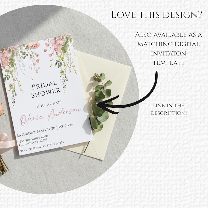 Wildflower Bridal Shower Welcome Sign - Blush Pink Floral Bridal Brunch Poster, Wedding Shower Signage, Custom Welcome Board for Bride to Be image 8