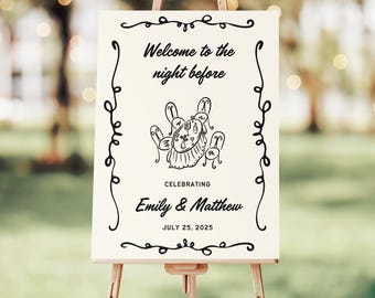 Cartello "La sera prima del matrimonio", cartello di benvenuto per la cena di prova, poster di nozze stravagante, decorazioni per matrimoni