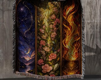 ACOTAR Inspired Blanket, Fantasy Woven Throw, Night Court Decor, Book Lover Gift, Dark Academia Blanket, Cozy Reading Blanket