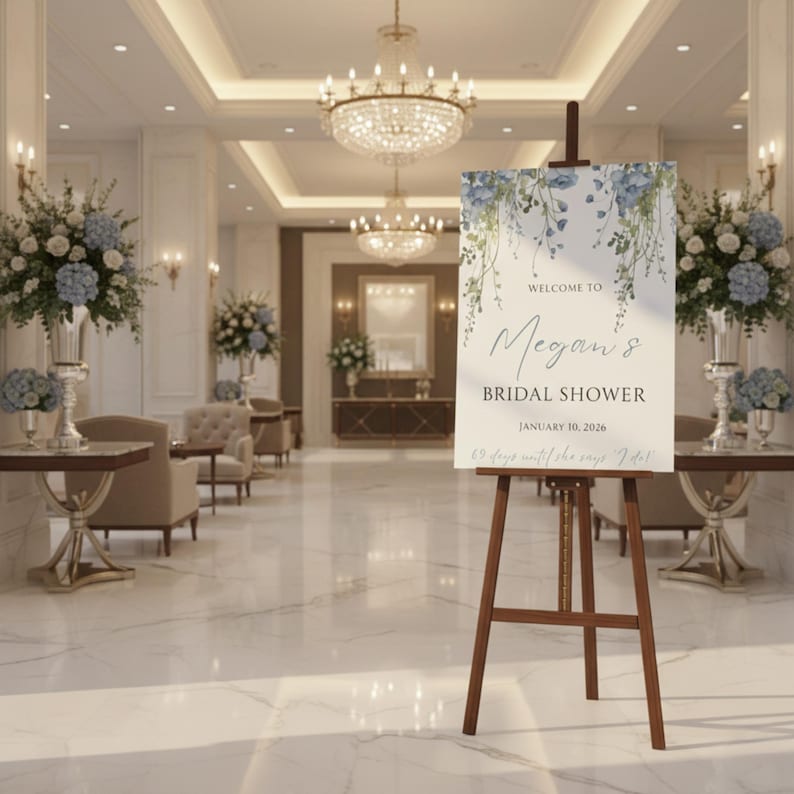Wildflower Bridal Shower Welcome Sign - Blush Pink Floral Bridal Brunch Poster, Wedding Shower Signage, Custom Welcome Board for Bride to Be image 4