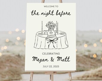 Whimsical Rehearsal Dinner Welcome Sign: The Night Before Wedding