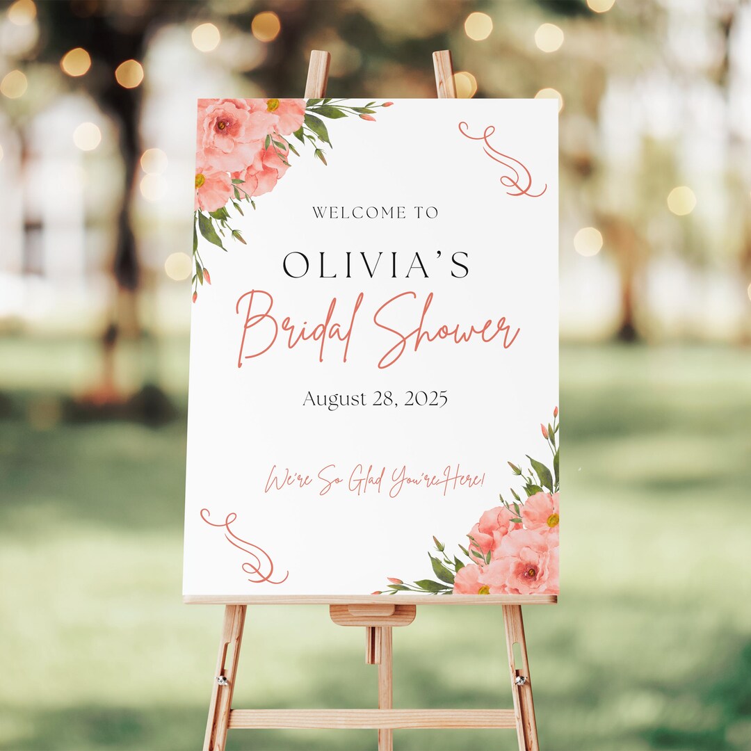 Floral Bridal Shower Welcome Sign: Blush Pink Garden Brunch - Etsy