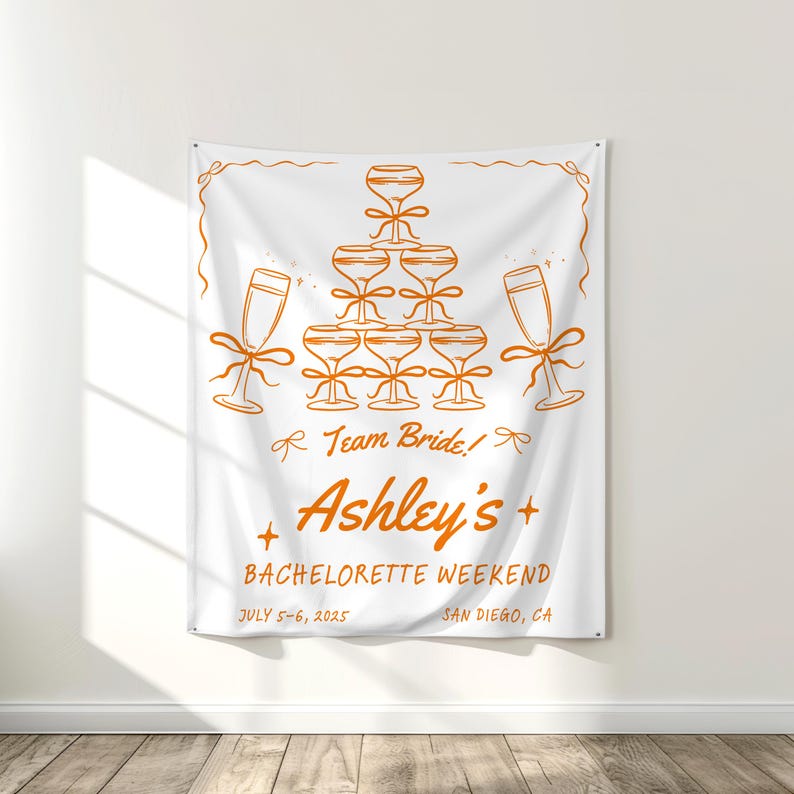 Team Bride Bachelorette Party Banner, Custom Bach Weekend Wall Tapestry ...
