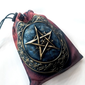 Tarot card bag Golden pentacle, tarot pouch satin, drawstring pouch, witchy bag, altar tools, Oracle Deck Bag, Pouch Bag for Tarot Card