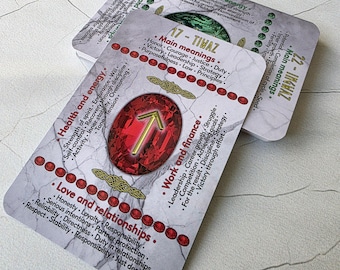 Rune Cards with Keywords, 25 Rune Deck, Divination Cards, Oracle Rune Set, Beginner Friendly, Eng, Rus, Ukr, Spiritual Gift