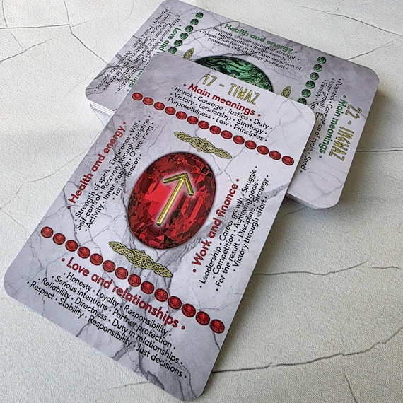 Rune Cards with Keywords, 25 Rune Deck, Divination Cards, Oracle Rune Set, Beginner Friendly, Eng, Rus, Ukr, Spiritual Gift