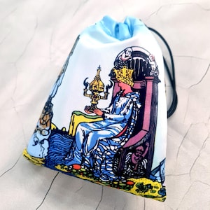 Tarot card bag Queen of Cups, tarot pouch satin, drawstring pouch, altar tools, Oracle Deck Bag, Pouch Bag for Tarot Card, tarot gifts