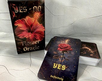 Flower Yes-No Oracle Deck — Floral Divination Cards, Quick Answers Oracle, Yes No Possibly Cards, 54 Deck, Gift for Tarot Lovers
