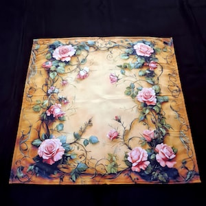 Altar cloth Roses for Tarot cards, 26 inches heavy satin Tablecloth, Tarot Reading Cloth, divination tools, mat Tarot and Runes