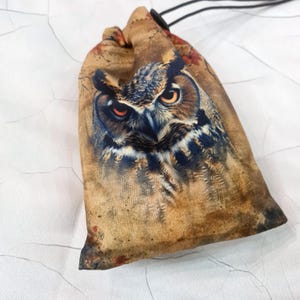 Tarot card bag Owl, tarot pouch satin, drawstring pouch, witchy bag, altar tools, Oracle Deck Bag, Pouch Bag for Tarot Card tarot gift