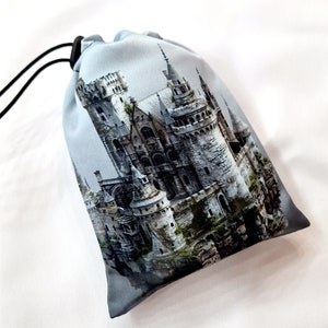 Tarot card bag Castle, tarot pouch satin, drawstring pouch, witchy bag, altar tools, Oracle Deck Bag, Pouch Bag for Tarot Card, tarot gifts