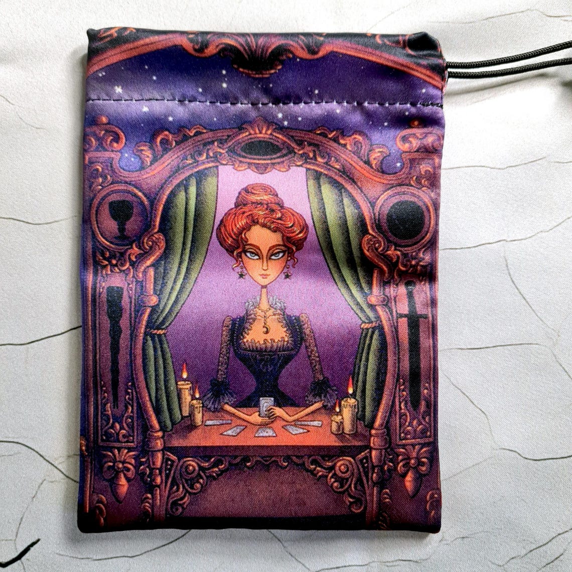 Tarot Card Bag Dark Mansion, Tarot Pouch Satin, Drawstring Pouch ...