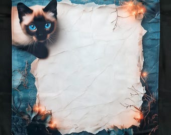 Altar cloth Siamese cat for Tarot cards, 26 inches heavy satin Tablecloth, Tarot Reading Cloth, divination tools, mat Tarot and Runes