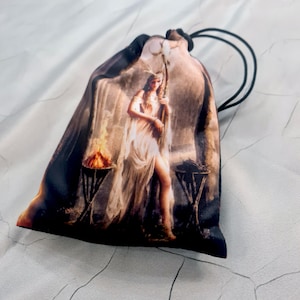 Tarot card bag Runic, tarot pouch satin, drawstring pouch, altar tools, Oracle Deck Bag, Pouch Bag for Tarot Card, tarot gifts