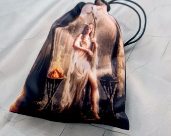 Tarot card bag Runic, tarot pouch satin, drawstring pouch, altar tools, Oracle Deck Bag, Pouch Bag for Tarot Card, tarot gifts