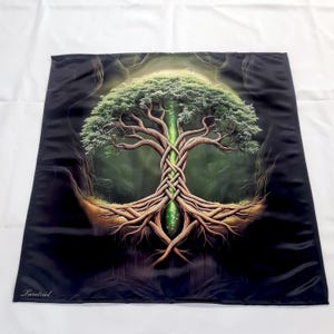 Altar cloth Tree of Life Energy for Tarot cards, 26 inches heavy satin Tablecloth, Tarot Reading Cloth, divination tool, mat Tarot and Runes