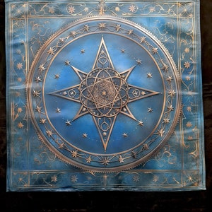 Altaarkleed Golden Star voor tarotkaarten, 26 inch zwaar satijnen tafelkleed, tarotleesdoek, waarzeggerij, mat voor tarot en runen