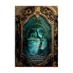Op de afbeelding: Een boekomslag met een sierlijke, goudkleurige lijst rondom een centrale blauwgroene illustratie van een boom. De tekst luidt Taromira Estelle, SELBSTLERNKURS LENORMAND, VOLLSTÄNDIGE SCHULE en Ein vollständiger Kurs über das System, die Kombinationen und die Gesamtwertung.