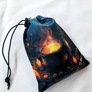 Tarot card bag Witch&#39;s cauldron, tarot pouch satin, drawstring pouch, witchy bag, altar tools, Oracle Deck Bag, Pouch Bag for Tarot Card