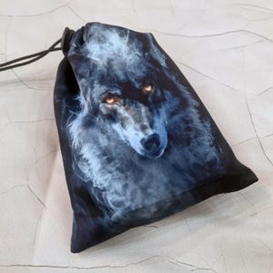 Tarot card bag Wolf, tarot pouch satin, drawstring pouch, witchy bag, altar tools, Oracle Deck Bag, Pouch Bag for Tarot Card tarot gift