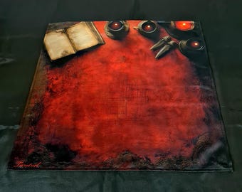Altar cloth Red for Tarot cards, 26 inches heavy satin Tablecloth, Tarot Reading Cloth, divination tools, mat for Tarot cards and Runes