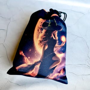 Tarot card bag Moon Witch, tarot pouch satin, drawstring pouch, altar tools, Oracle Deck Bag, Pouch Bag for Tarot Card, tarot gifts