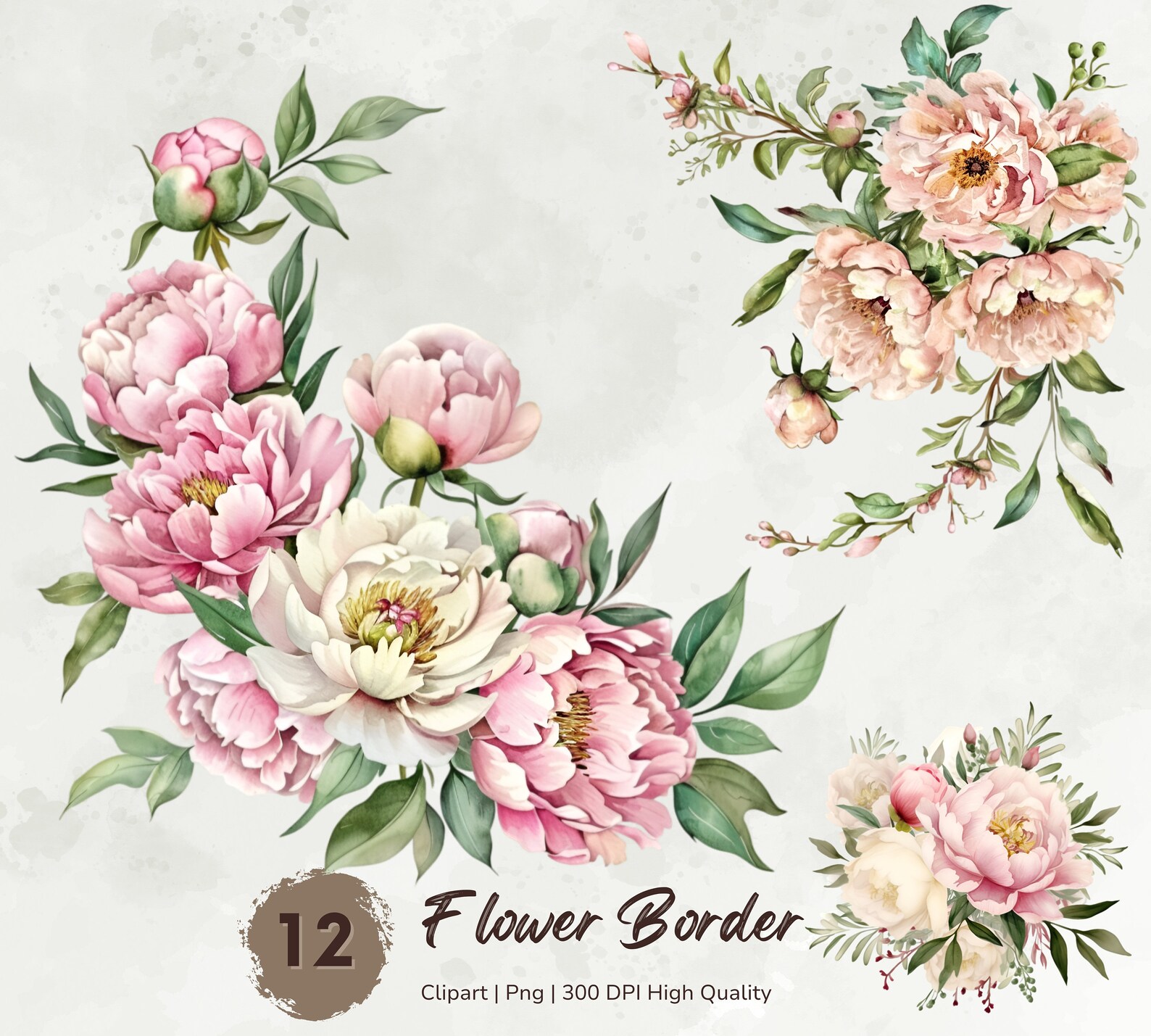 Watercolor Flower Border Clipart, Floral Clipart, Flowers Corner ...