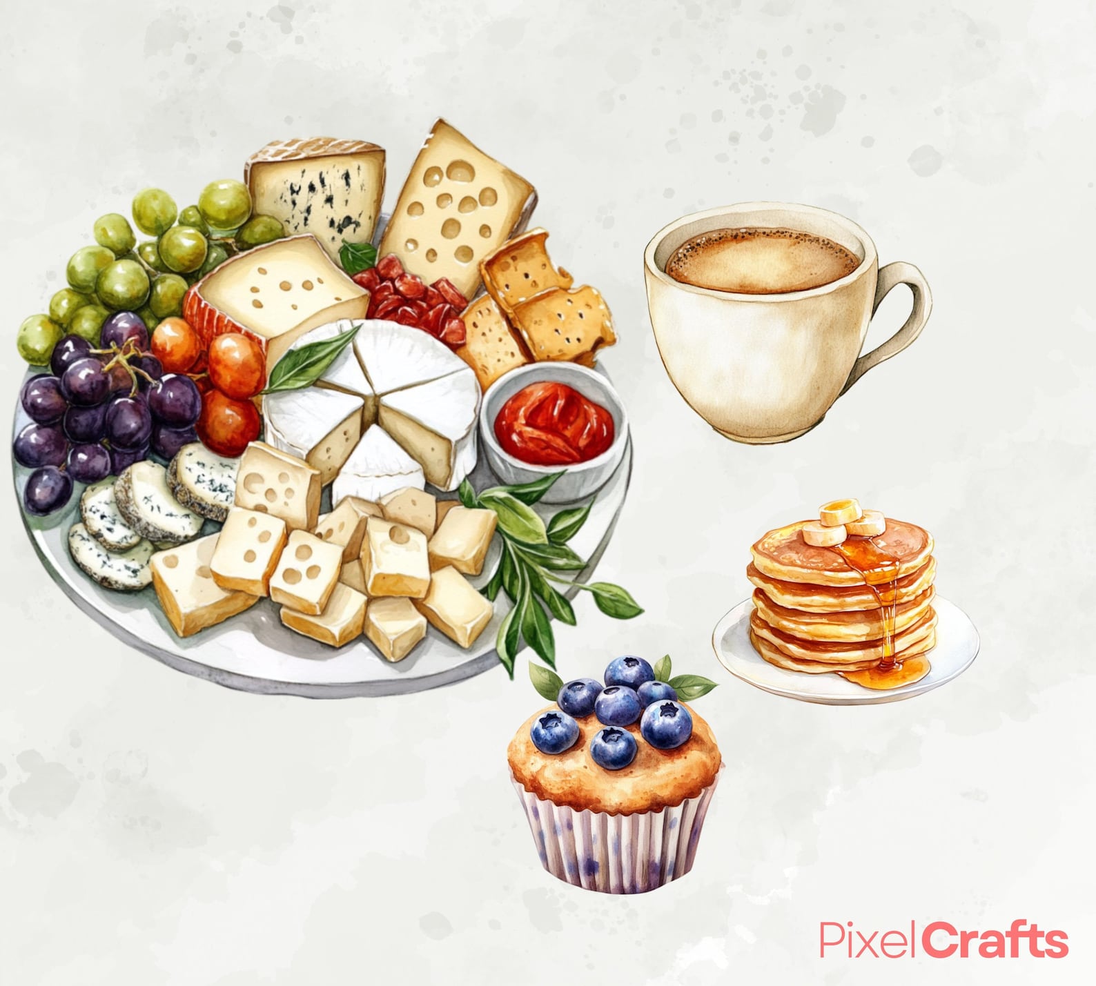 Breakfast Clipart Bundle, Brunch Clipart, Foods Graphics, Meal Graphics ...
