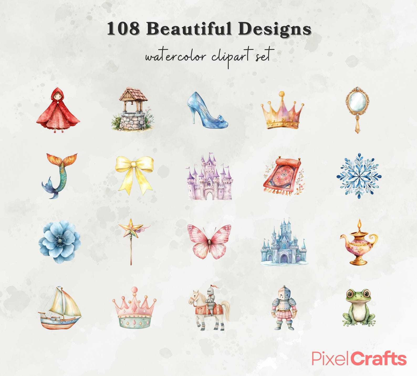 Fairytale Princess Clipart Bundle, Nursery Decor, Royal Clipart ...