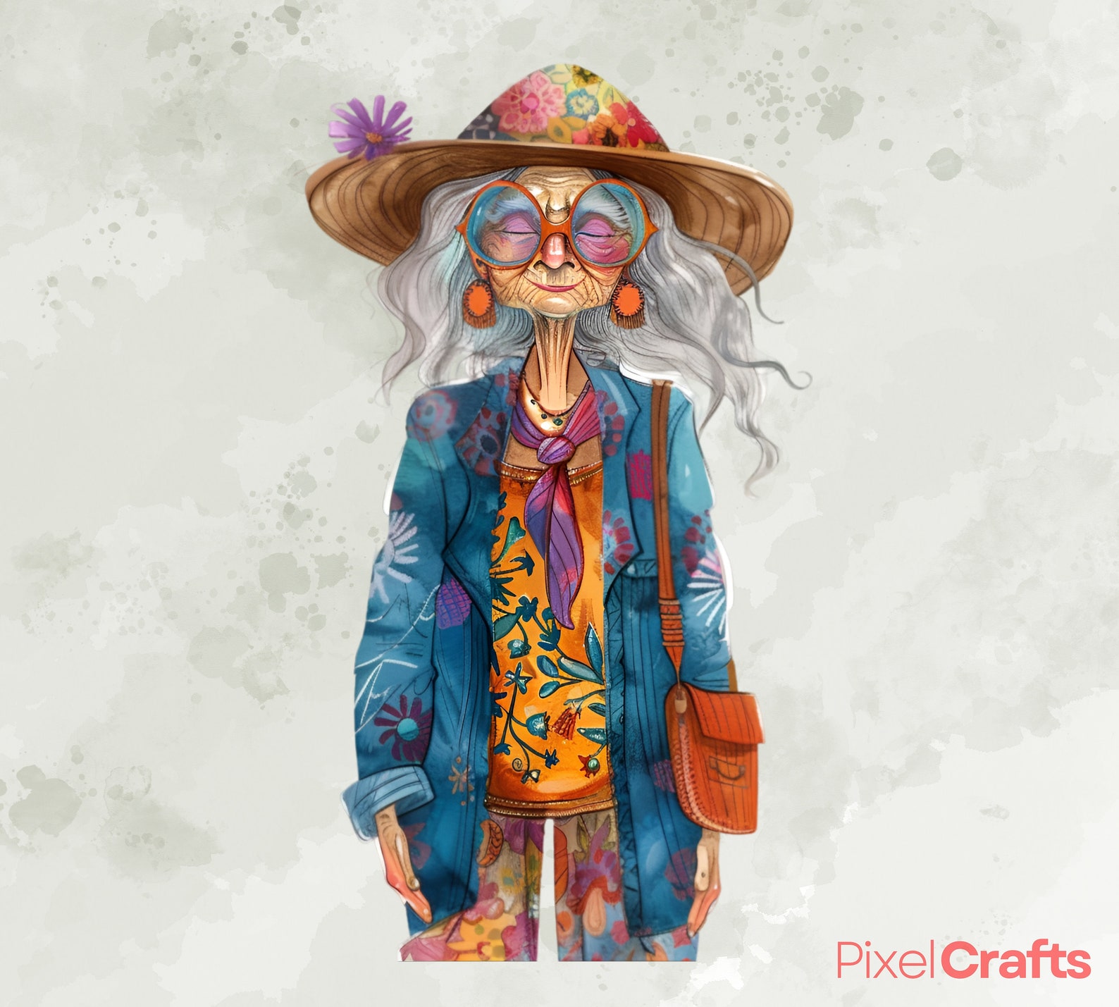 Whimsy Hippy Hippie Clipart, Whimsical Hippies Clipart Bundle, Psychedelic Clipart ...