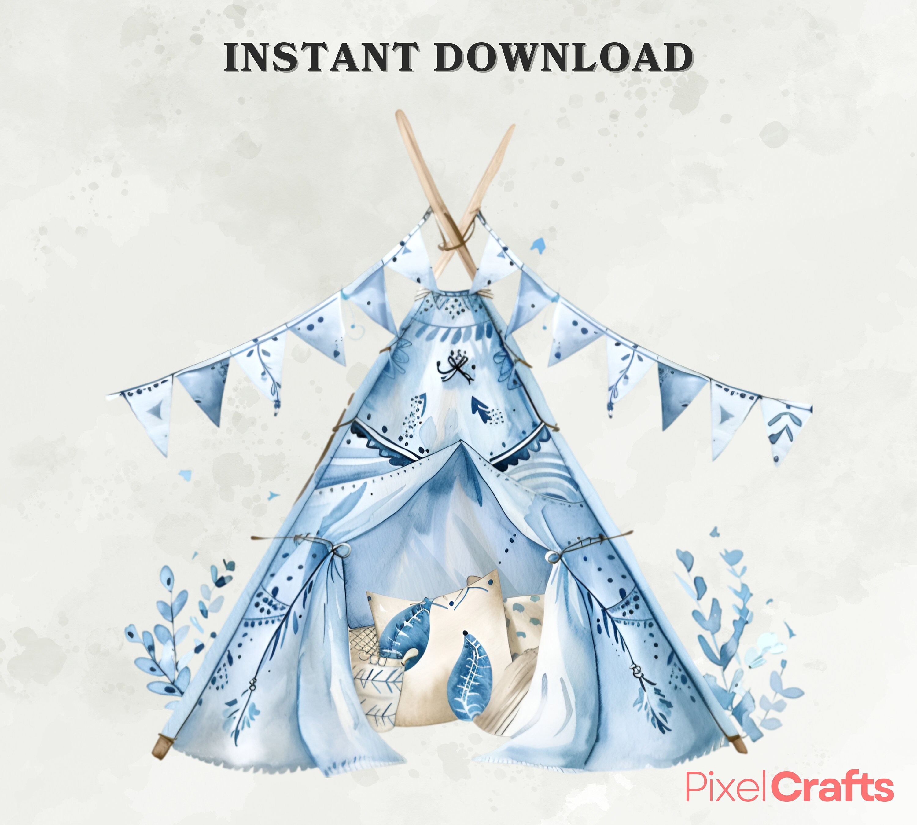 Watercolor Blue Baby Boy Clipart, Nursery Baby Decor Clipart Bundle ...