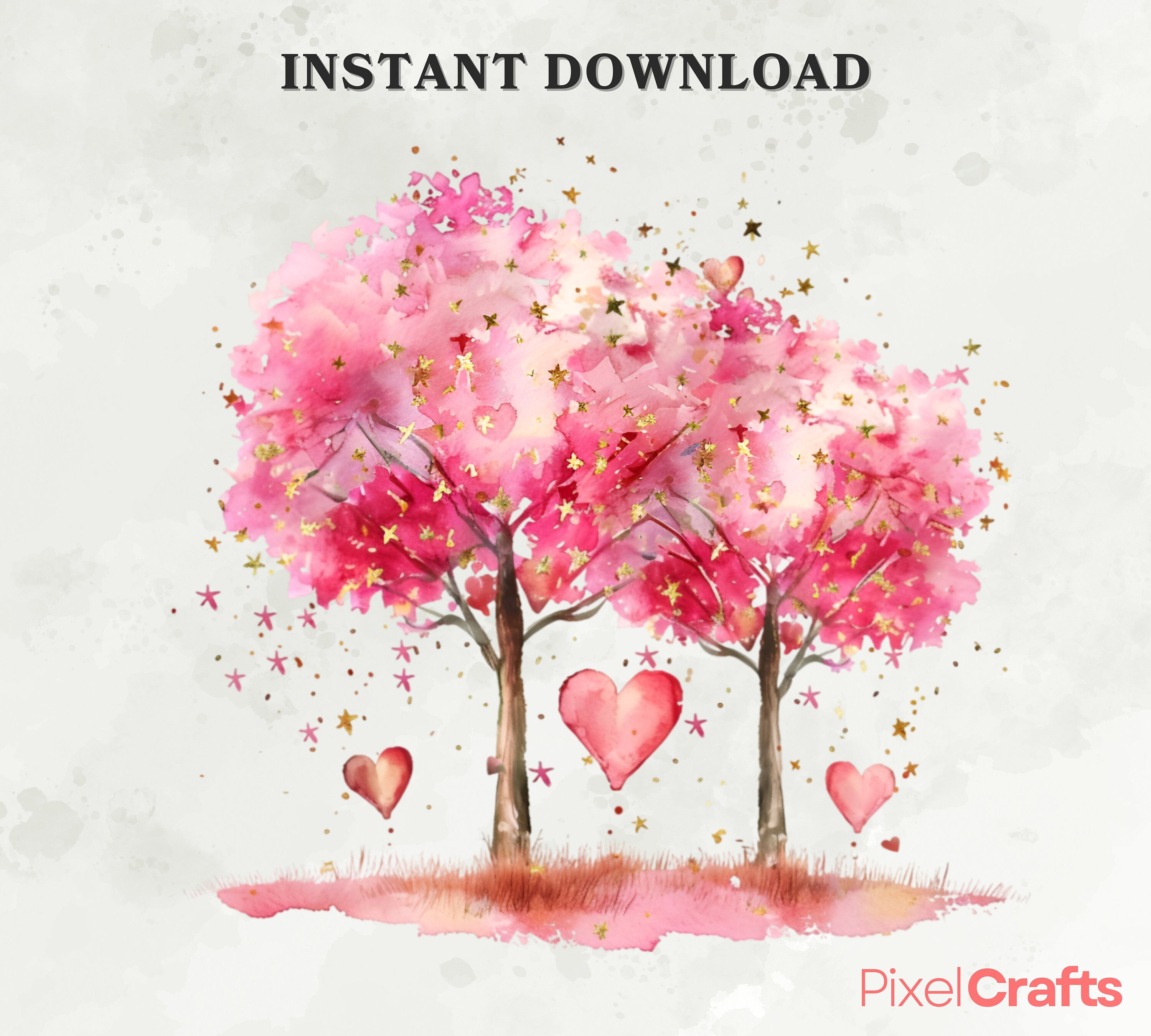 Heart Creative Tree Watercolor Trees and Hearts Clipart, Abstract Heart Tree Png, Romantic ...