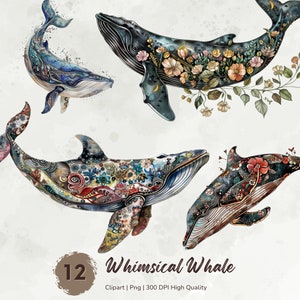 Imágenes prediseñadas de ballenas caprichosas, ballenas de dibujos animados png, ilustración de ballenas, imágenes prediseñadas submarinas, imágenes prediseñadas de acuarela png, diarios basura, descarga digital